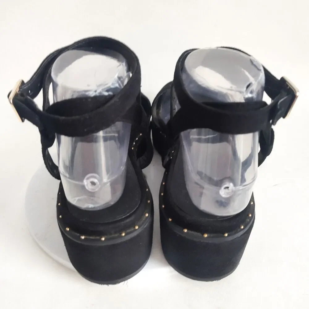Gianni Bini Sweet Talk Sandals‎ Size 8.5 Black Suede Platform Flatform Open Toe